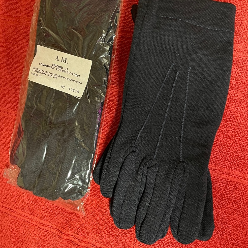 Italian New Military surplus blue wool gloves